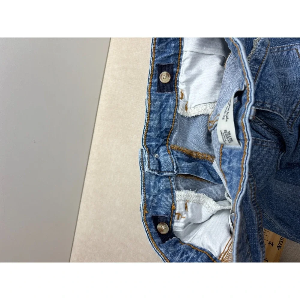Abercrombie Kids Jeans Girls 15/16 Blue High Rise Wide Leg Denim Bow Crochet